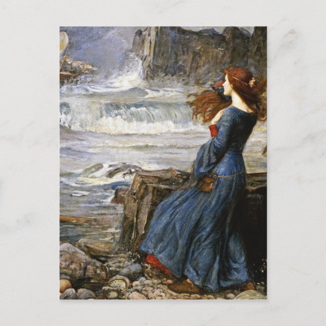 Cartão Postal John William Waterhouse - Miranda - O Tempest (Frente)