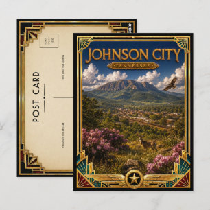 Cartão Postal Johnson City Tennessee Arte Deco Vintage Idade Dou