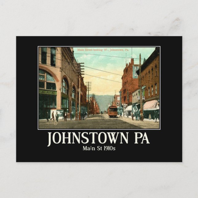 Cartão Postal Johnstown PA Main Ruas 1910 (Frente)