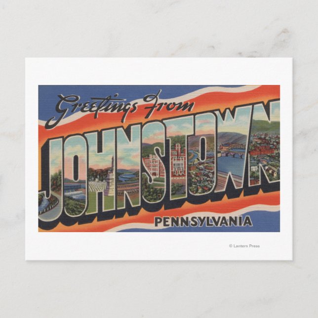 Cartão Postal Johnstown, Pensilvânia - Grande Cena de Letra 2 (Frente)