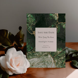 Cartão Postal Joia de azeitona escura verde Save the Date