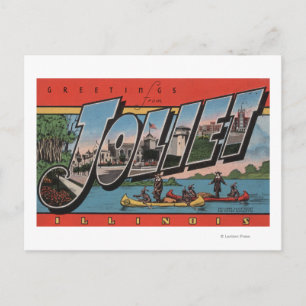 Cartão Postal Joliet, Illinois - Cenas com Letras Grandes