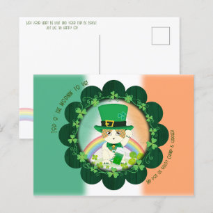 Cartão Postal Jolly Ginger Tabby Irish Cheer
