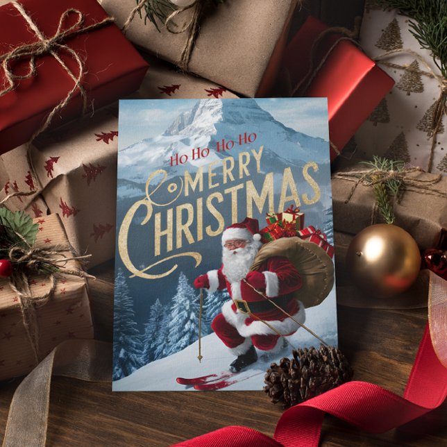 Cartão Postal Jolly Papais noeis Carves Snowy Slopes (Criador carregado)