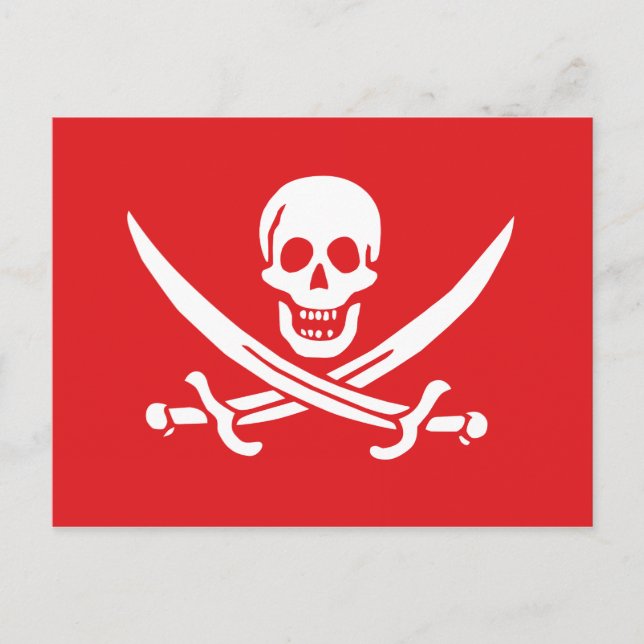 Cartão Postal Jolly Roger de Calico Jack Rackham (RED) (Frente)