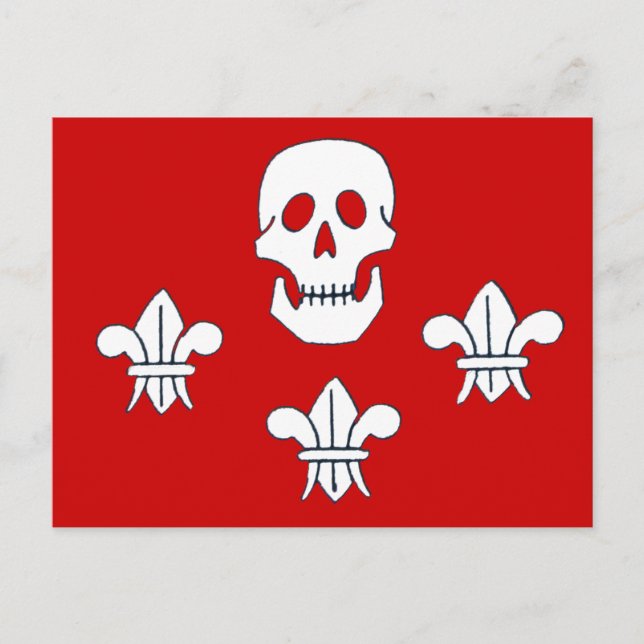 CARTÃO POSTAL JOLLY ROGER SKULL E TRÊS MENTIRAS FLAG (Frente)
