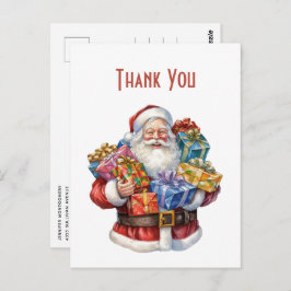 Cartão Postal Jolly Santa Claus Natal Clássico Obrigado