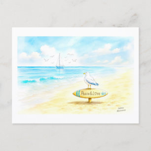 Cartão Postal Jon Seagull - Paz & Amor