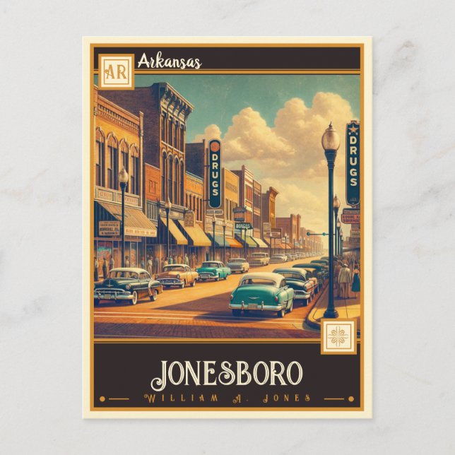 Cartão Postal Jonesboro, Arkansas | Vintage (Frente)