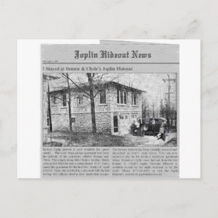 Cartão Postal Joplin Hideout da Bonnie & Clyde