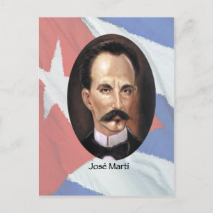 Cartão Postal José Marti sobre Bandeira Cubana
