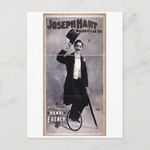 Cartão Postal Joseph Hart Vaudeville, "Henry French" Retro Theat