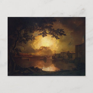 Cartão Postal Joseph Wright - Exibição de Fogos de Artifício em