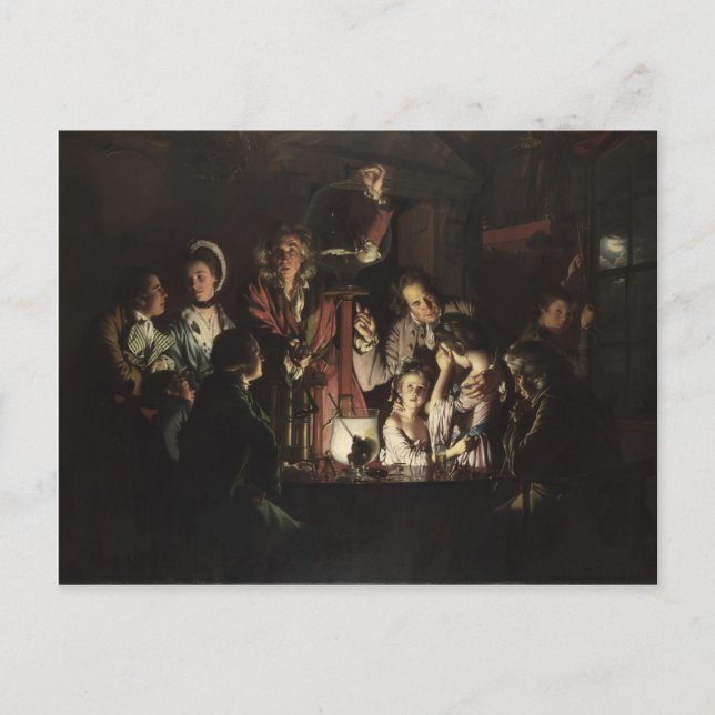 Cartão Postal Joseph Wright - Um experimento sobre um pássaro na (Frente)