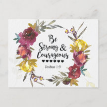 Joshua 1:9 Seja Forte e Corajosa Wreath Floral 