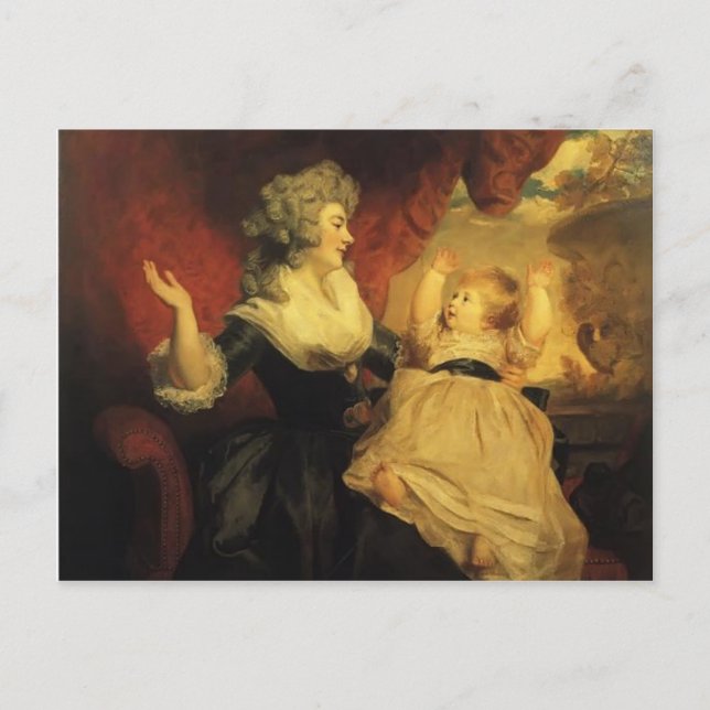 Cartão Postal Joshua Reynolds-Georgiana com sua filha Criança (Frente)