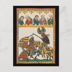 Cartão Postal Jousting Knights Em Um Torneio
