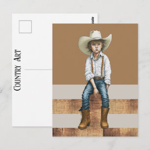 Cartão Postal Jovem Cowgirl Country Western em Estilo de Rancho 