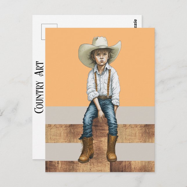 Cartão Postal Jovem Cowgirl No Estilo De Ranhura Ocidental Do Pa (Frente/Verso)