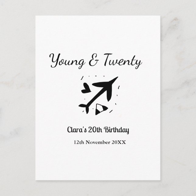 Cartão Postal Jovem e vinte aventura feliz aniversário adicionar (Frente)