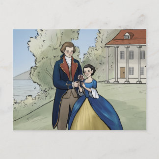 Cartão Postal Jovem George e Martha Washington em Mount Vernon