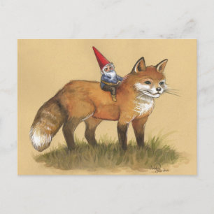 Cartão Postal Jovem Gnomo e Fox