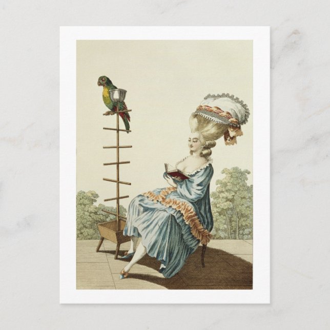 Cartão Postal Jovem lendo num vestido de dia com uma elabora (Frente)