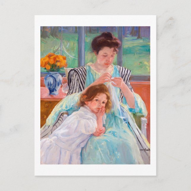 Cartão Postal Jovem Mãe Costurando, Mary Cassatt (Frente)