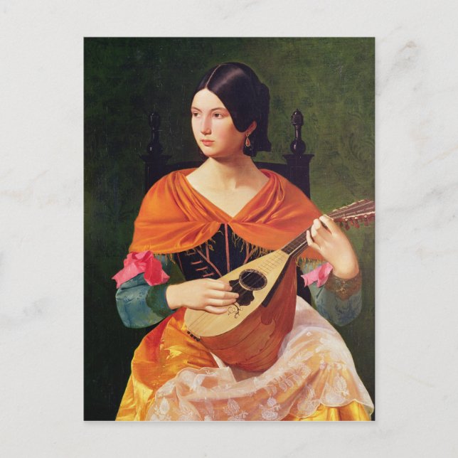 Cartão Postal Jovem Mulher com Mandolin, 1845-47 (Frente)