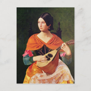 Cartão Postal Jovem Mulher com Mandolin, 1845-47