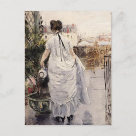 Cartão Postal Jovem Mulher Regando um Arbusto por Berthe Morisot