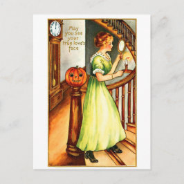 Cartão Postal Jovem olhando no espelho no Halloween