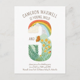 Cartão Postal Jovem Selvagem e Três Natureza Inspiraram Aniversá