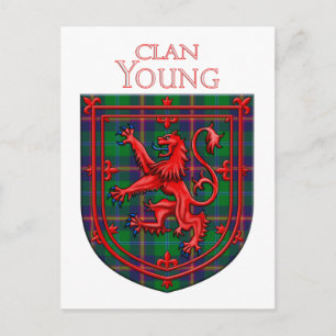 Cartão Postal Jovem Tartan Scottish Xadrez Lion Rampant