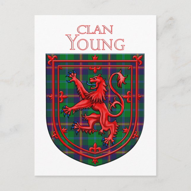 Cartão Postal Jovem Tartan Scottish Xadrez Lion Rampant (Frente)