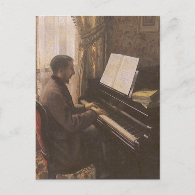 Cartão Postal Jovem Tocando Piano por Gustave Caillebotte (Frente)