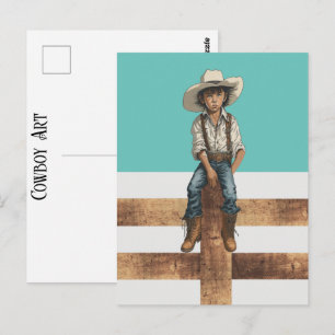 Cartão Postal Jovem Vaquero Ocidental em Estilo de Rancho Countr