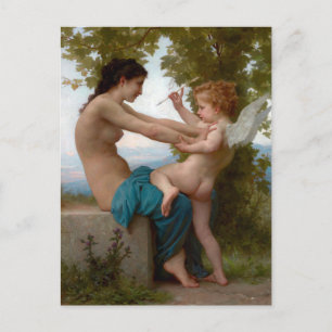 Cartão Postal Jovens defendendo contra Eros por Bouguereau