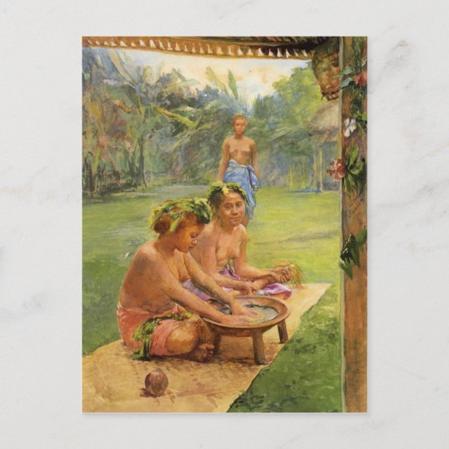 Cartão Postal Jovens Meninas Preparando Kava - Cartão-postal (Frente)