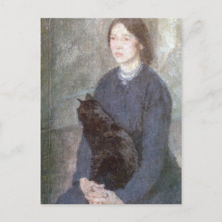 Cartão Postal Jovens segurando um gato negro - Gwen John