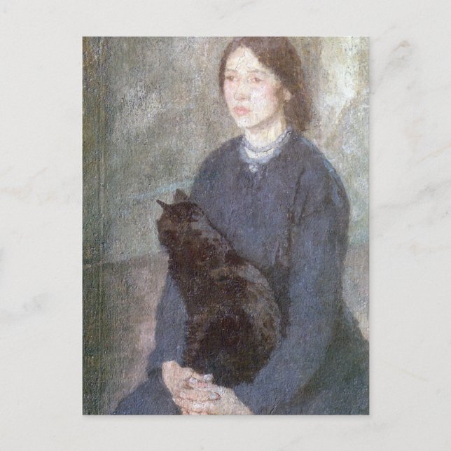 Cartão Postal Jovens segurando um gato negro - Gwen John (Frente)