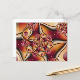Cartão Postal Joy Abstrato Red Orange Fantasy Fractal