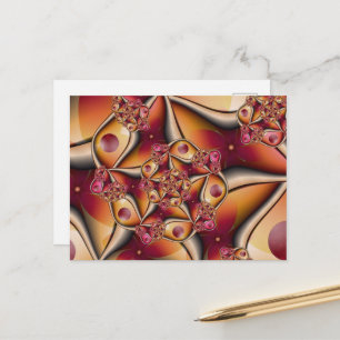 Cartão Postal Joy Abstrato Red Orange Fantasy Fractal
