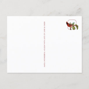 Cartão Postal Joy Cardeal de Natal com bagas e Carimbo de Aves