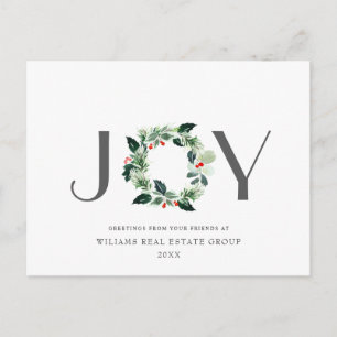 Cartão Postal Joy Festivo Holly Berry Natal Saudação Feriado
