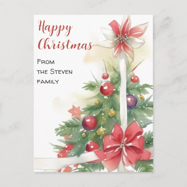 Cartão Postal Joy in the House Christmas Watercolor (Frente)