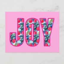 JOY Word Art em Fuchsia Rosa e Teal Verde