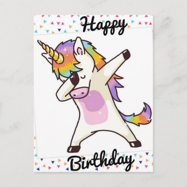 Cartão Postal Joyeux aniversaire licorne (Frente)