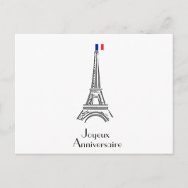 Cartão Postal Joyeux Anniversaire Eiffel Tower Aniversário Franc