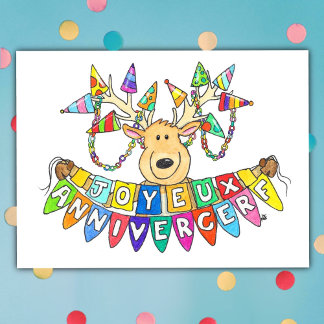 Cartão Postal Joyeux Anniversaire - francês